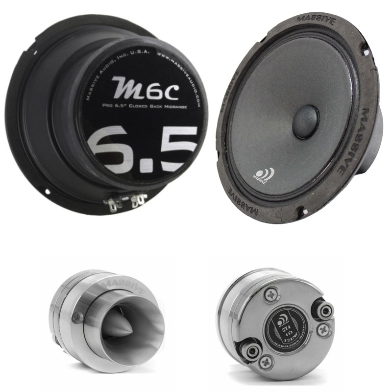 2x Massive CT4 1″ 120W 4Ohm Bullet Tweeters+ 2x 6.5″ Shallow Midrange Speakers