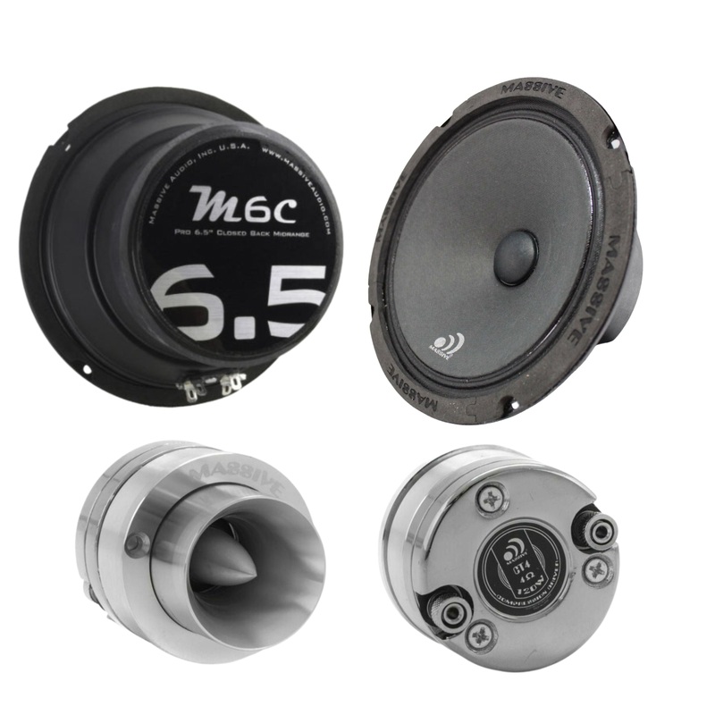 2x Massive CT4 1″ 480W 4Ohm Bullet Tweeters + 2x 6.5″ Closed Midrange Speakers