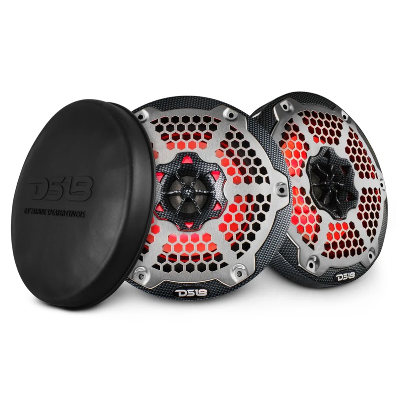 DS18  Pair of 100 Watt RMS 4-Ohm 2-Way Coaxial Marine Speakers W/ LED RGB Lights
