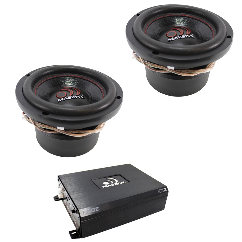 Massive Audio 2Ch 480W Class AB 2 Ohm Amplifier + 6″ 500W 4 Ohm DVC Subwoofers