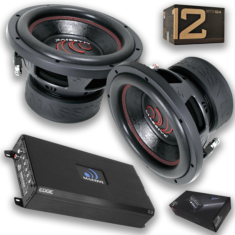 Massive Car Audio 2x 12″ Subwoofer 2800W DVC 4 Ohm & 2800W Monoblock Amplifier