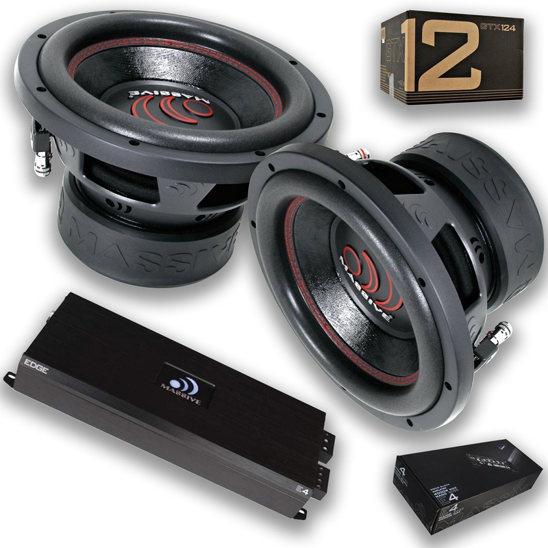 Massive Car Audio 2x 12″ Subwoofer 2800W DVC 4 Ohm & 4000W Monoblock Amplifier