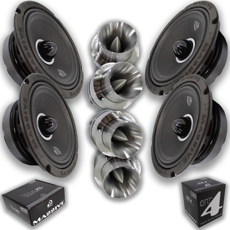 Massive Car Audio 6.5″ Loud Speakers 1600W With 4x Super 1″ Bullet Tweeters