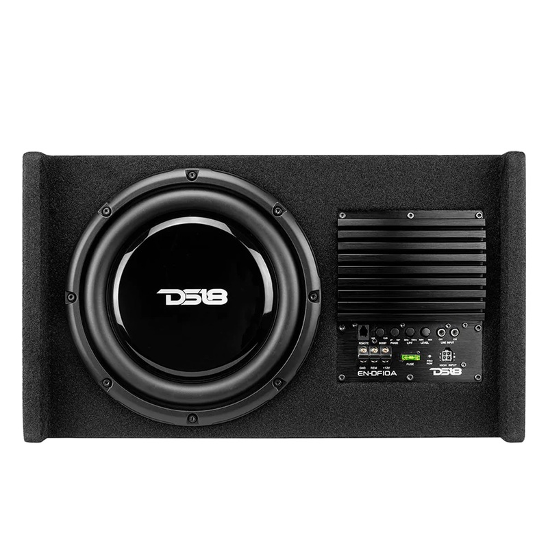 DS18 10″ Amplified 500 Watt Down Firing Shallow Subwoofer Enclosure Box 2Ohm