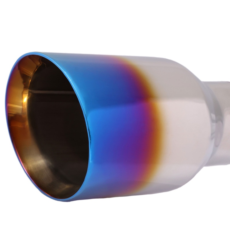 Mach-Speed Single Round Double Wall Slant Cut Blue Flame Exhaust Tip T263BL