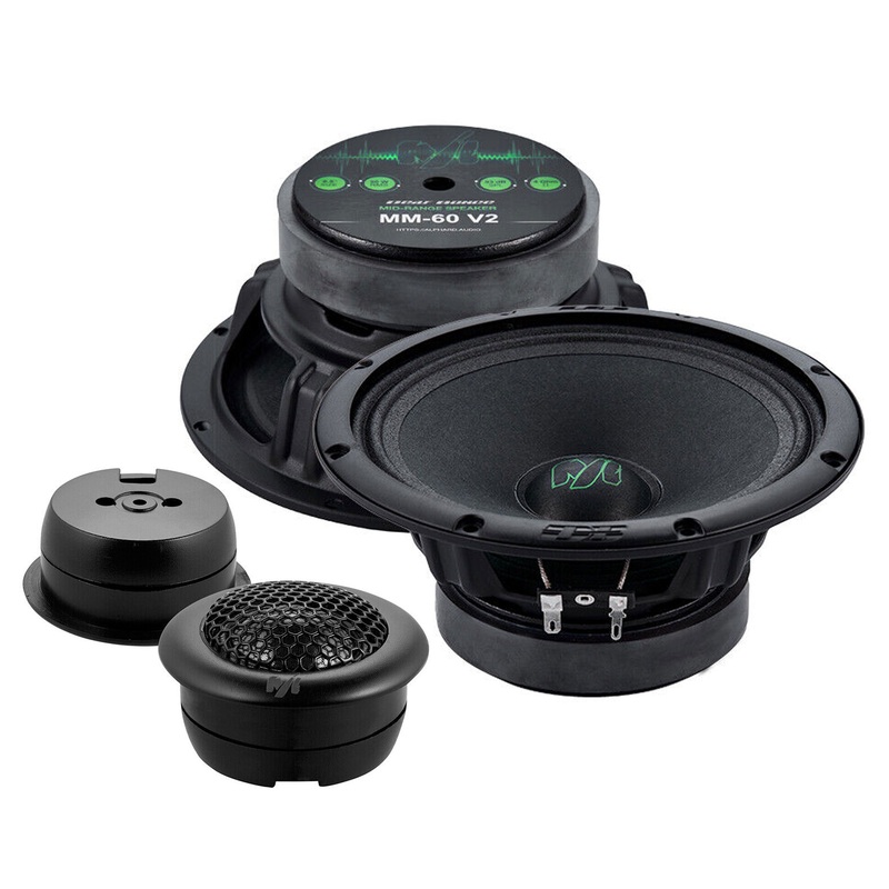 Pair of Deaf Bonce 6.5 Midrange Speakers 180W 4 Ohm w/ 1″ Black Tweeters 100W