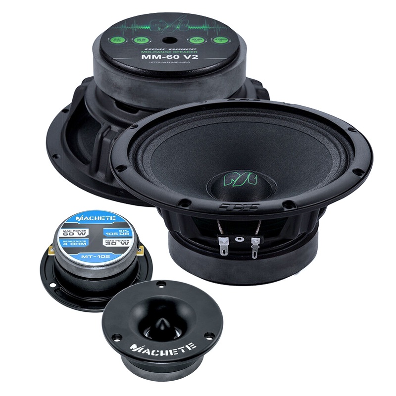 Pair of Deaf Bonce 6.5 Midrange Speakers 180W 4 Ohm w/ 1 Bullet Tweeters 240W