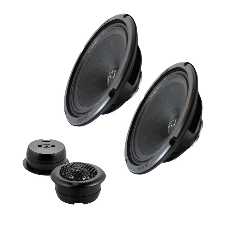 Pair of Deaf Bonce 6.5 Midrange Speakers 200W 4 Ohm w/ 1″ Black Tweeters 100W