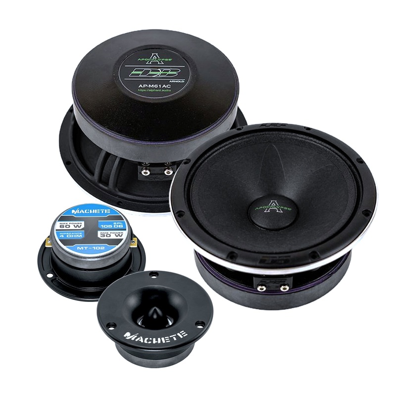 Pair of Deaf Bonce 6.5 Midrange Speakers 360W 4 Ohm w/ 1″ Bullet Tweeters 240W