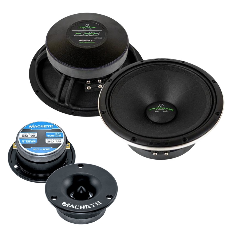Pair of Deaf Bonce 8 Mid-Bass Speakers 600W 4 Ohm w/ 1″ Bullet Tweeters 240W