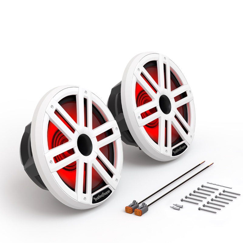 Rockford 10 White Marine Speakers 1200W Horn Loaded 4 Ohm LED RGB Pair M2-10H