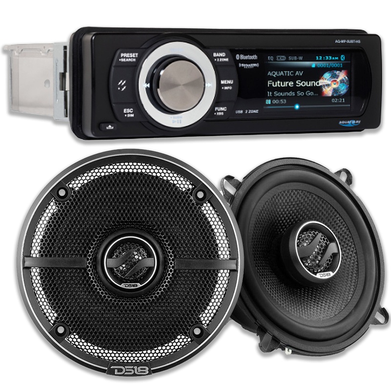 Aquatic Harley Motorcycle Satellite Bluetooth Stereo /w Free DS18 5″ Speakers
