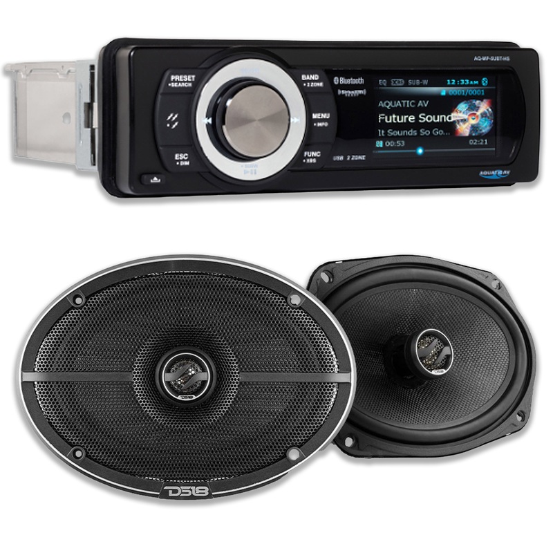 Aquatic Harley Motorcycle Satellite Bluetooth Stereo /w Free DS18 6X9″ Speakers