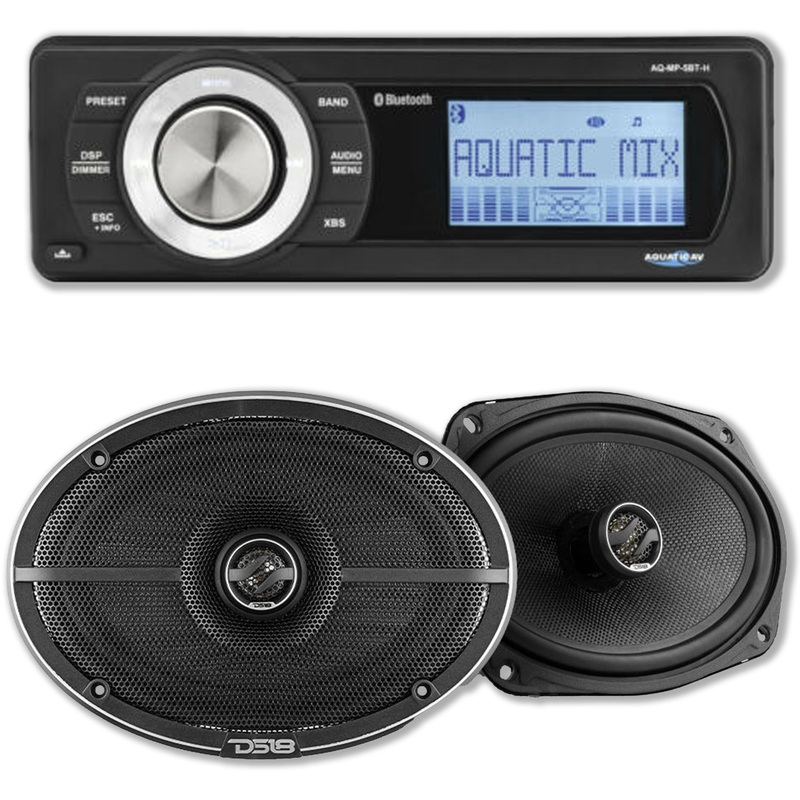 Aquatic Harley Motorcycle Single Din Bluetooth Stereo /w Free DS18 6X9 Speakers
