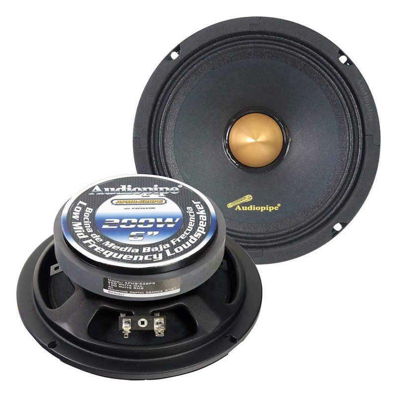 Audiopipe 6″ Mid Bass Car Audio Bullet Loud Speaker 200W 4 Ohm Gold