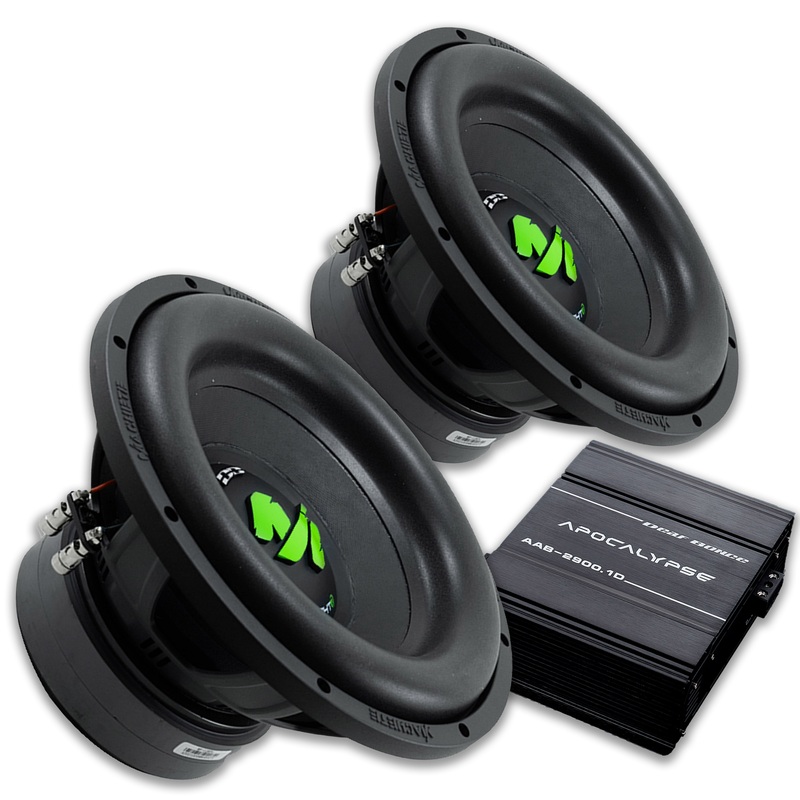 Deaf Bonce Car Audio 2x 12 Subwoofers Dual 4 Ohm MF-12R & Monoblock Amplifier