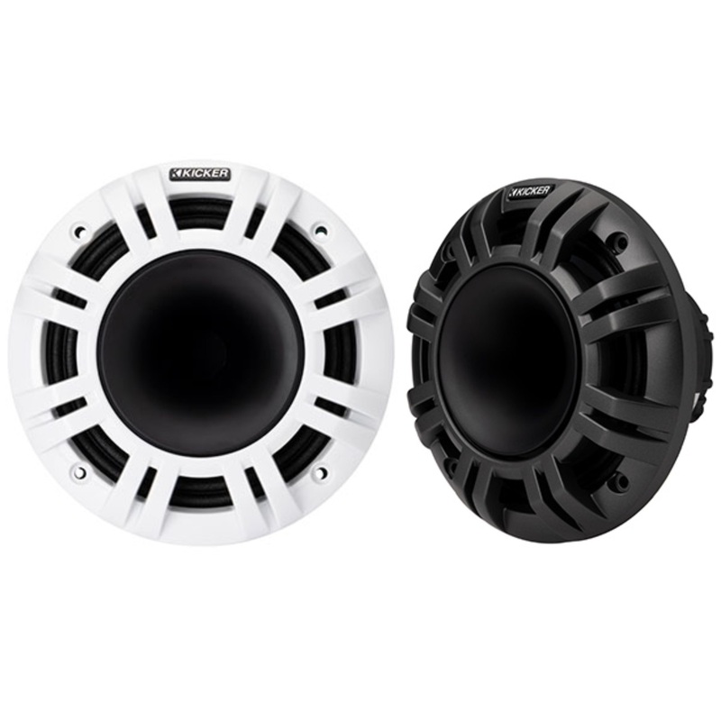 Kicker 6.5″ LED Coax Marine Speakers 300W Peak 4Ohm Black White Grills 48KMXL654