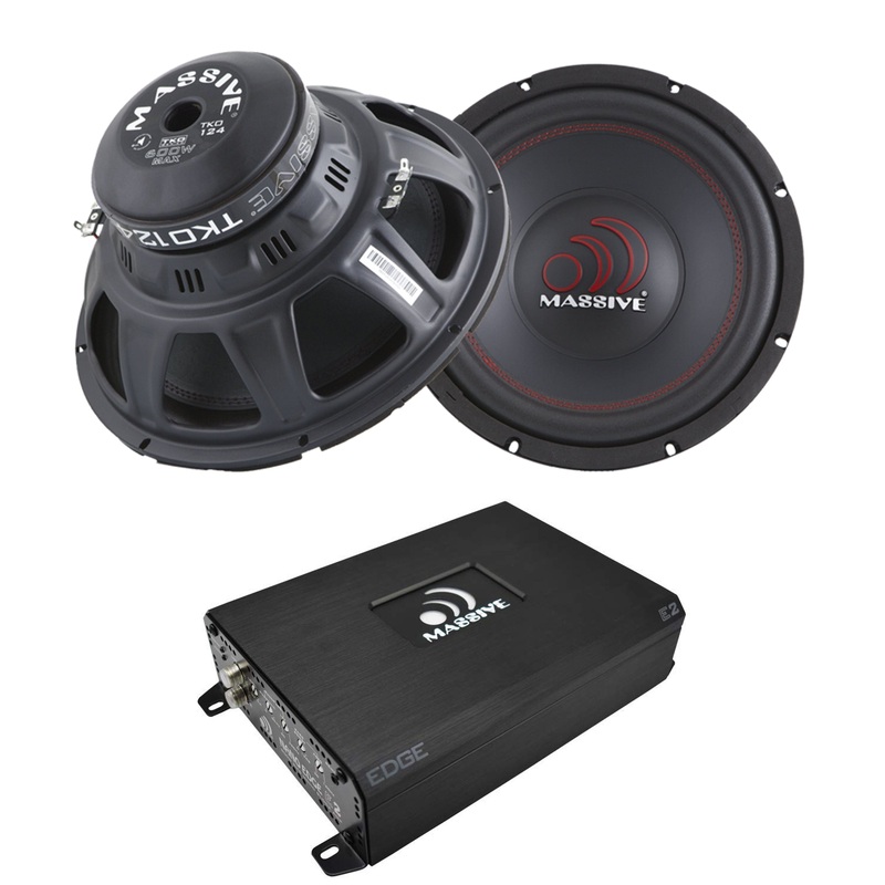 Massive Audio 2x 12″ 1200W Subwoofers Dual 4 Ohm TKO124 + Mono Amp Package