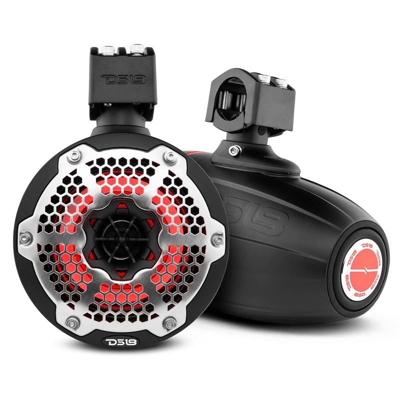 Pair of DS18 Hydro 6.5″ 900W 4 Ohm RGB LED Marine Tower Speakers NXL-X6TPNEO/BK