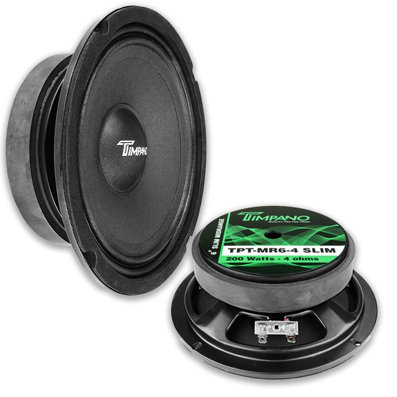Pair of Timpano 6.5″ Midrange Speaker Slim w/ Super Tweeter Black 640W  4 Ohm