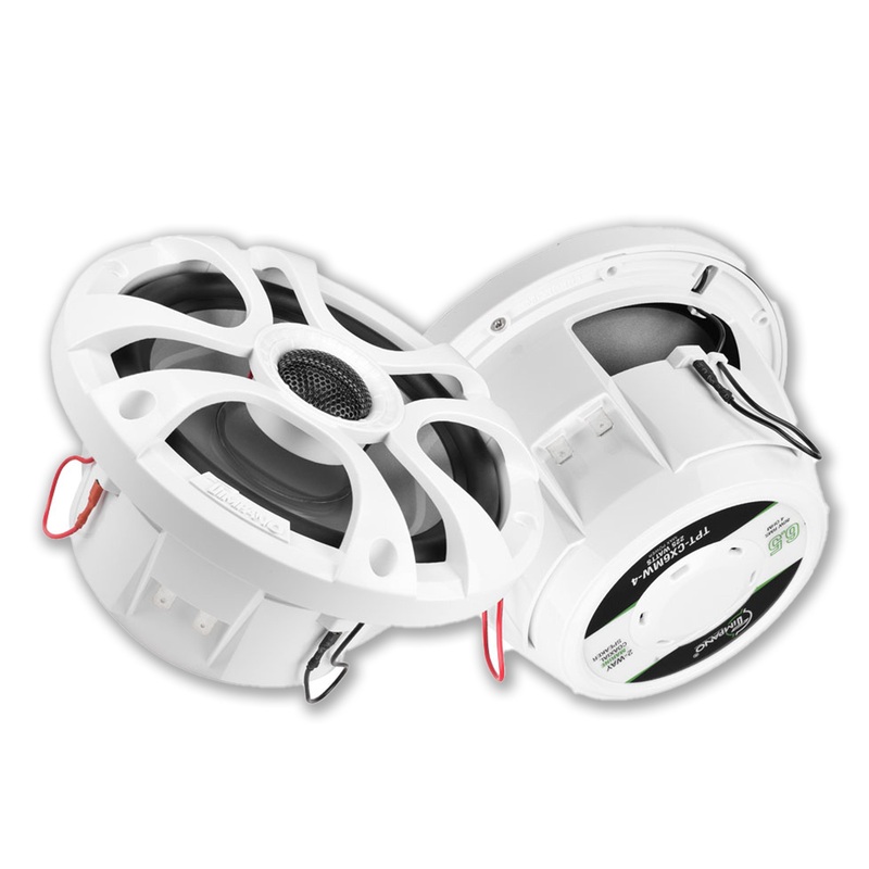 Timpano 6.5 Inch 450 Watt 4 Ohm 2-Way Coaxial Marine Speakers White TPT-CX6MW-4