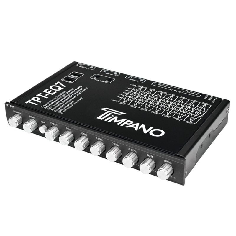 Timpano 7 Band 1/2 DIN 6-Channel 8-Volt RCA Graphic Equalizer Crossover TPT-EQ7