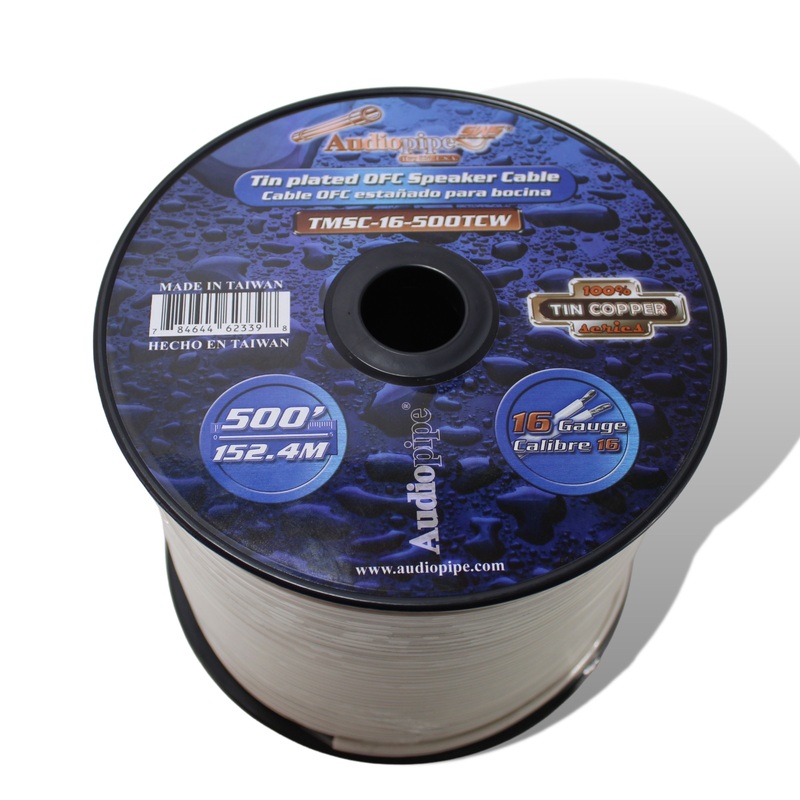Audiopipe 16 GA 500FT OFC Stranded Marine Speaker Wire Spool White