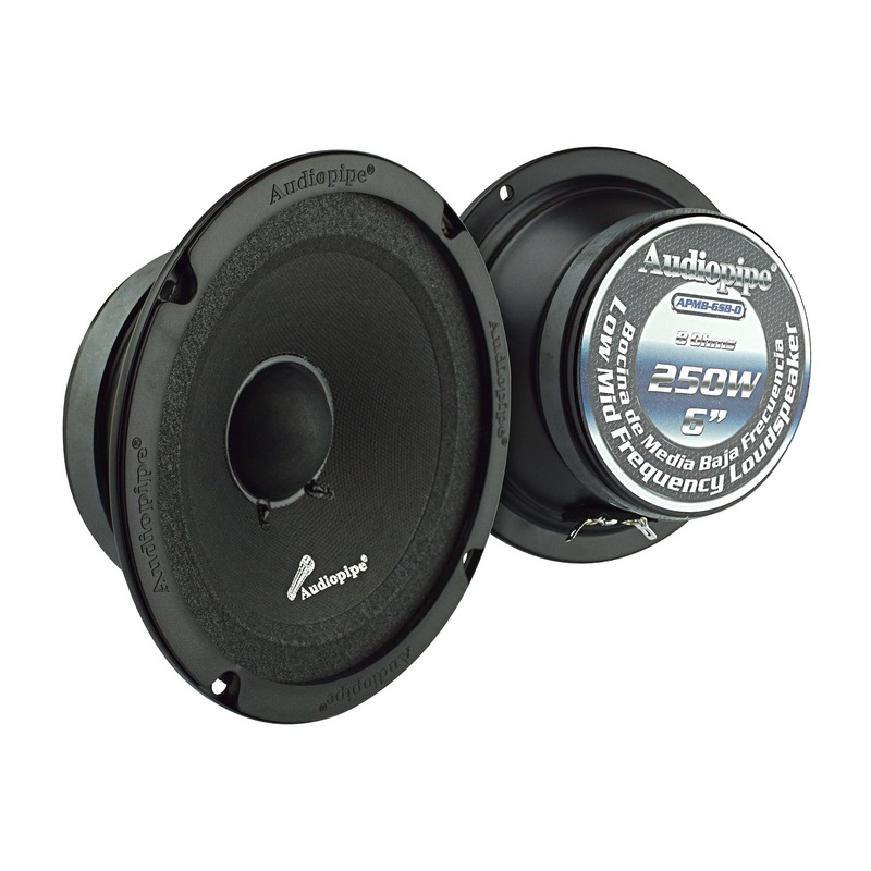 Audiopipe 6 Sealed Mid Bass Loud Speaker 250W 8 ohms 1.5 Voice Coil Black