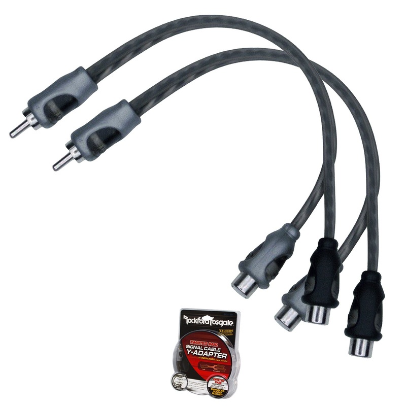 Pair of Rockford Fosgate RFIY-1M 2 Female to 1 Male Y-Adapter Signal RCA Cable