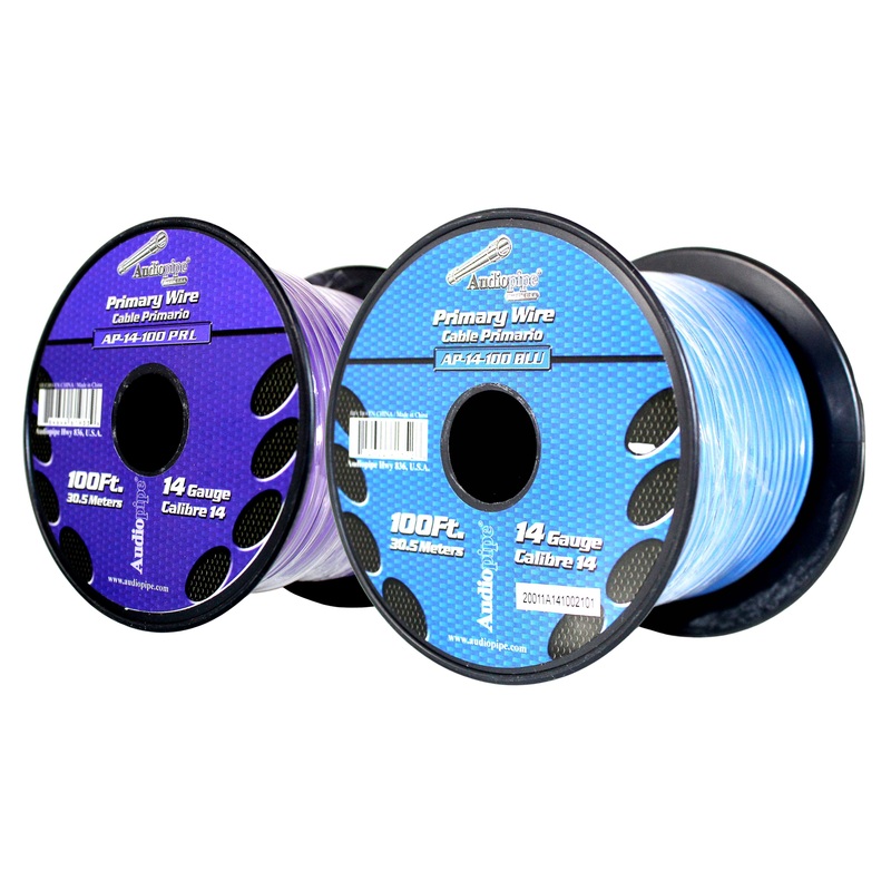 14 GA 100 FT Purple Blue Stranded Spools of CCA Primary Power Ground  Wire Cable