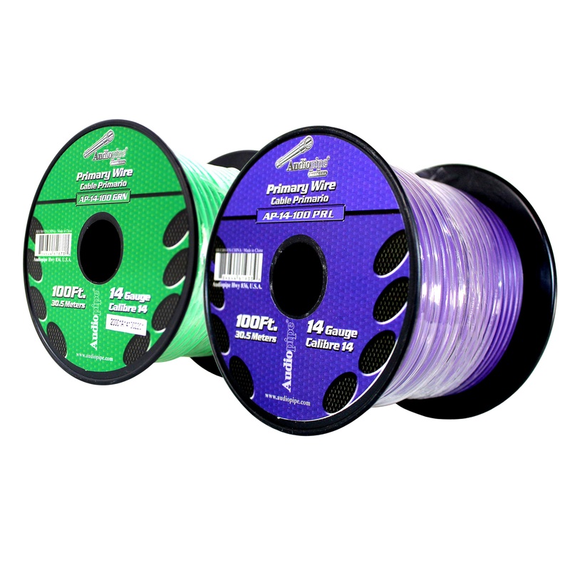 14 GA 100 FT  Purple Green Stranded Spools of CCA Primary Power Ground  Wire Cable