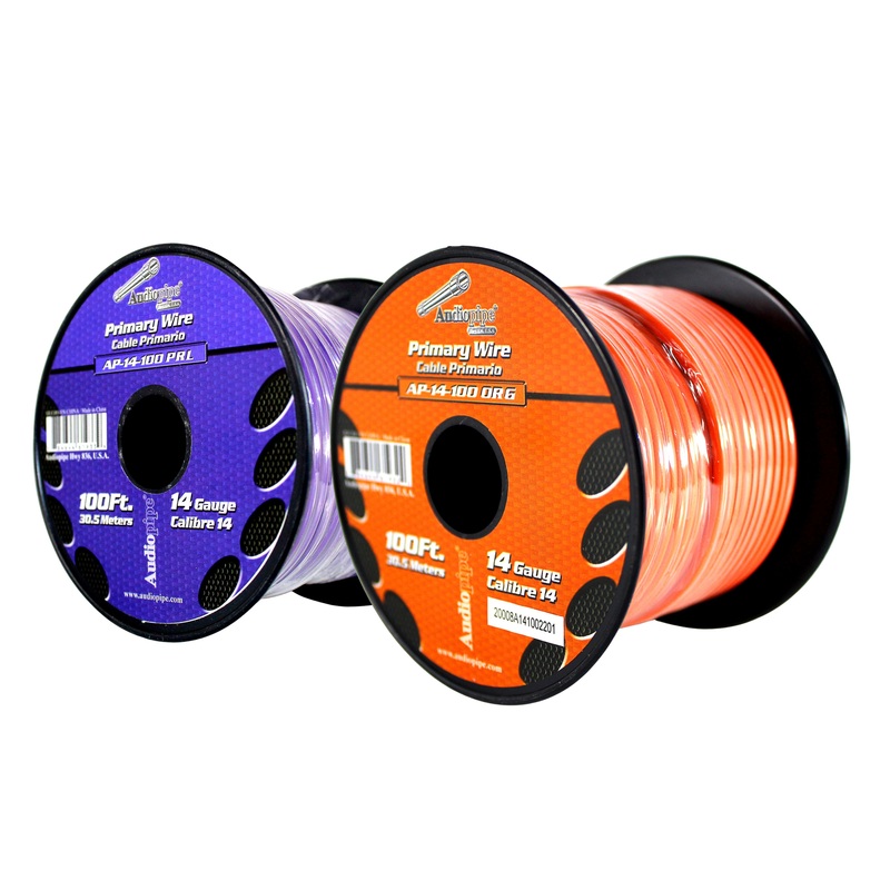 14 GA 100 FT Purple Orange Stranded Spools of CCA Primary Power Ground  Wire Cable