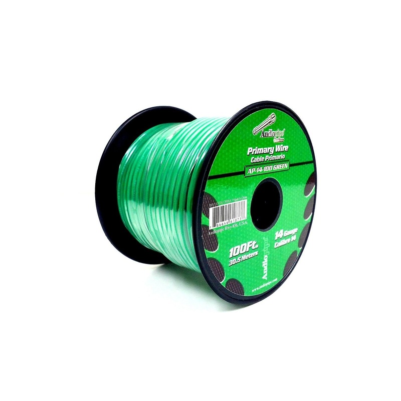 14 GA 100 FT Roll Green Stranded Spool of CCA Primary Power Ground  Wire Cable (Green)