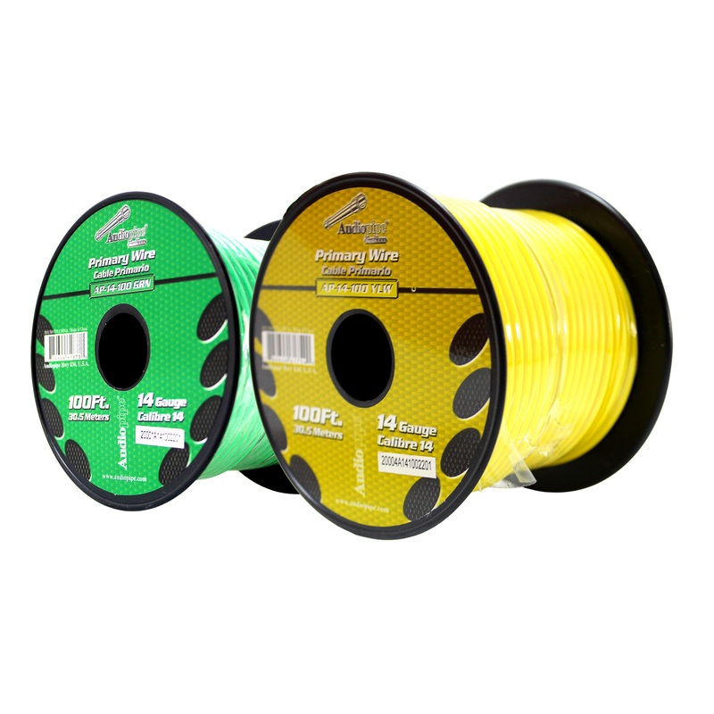 14 GA 100 FT Roll Grn Ylw Stranded Spool of CCA Primary Power Ground Wire Cable