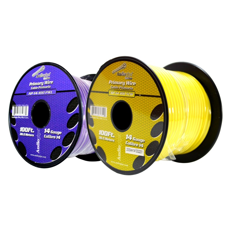 14 GA 100 FT Roll Purple Yellow Stranded Spool of CCA Primary Power Ground  Wire Cable