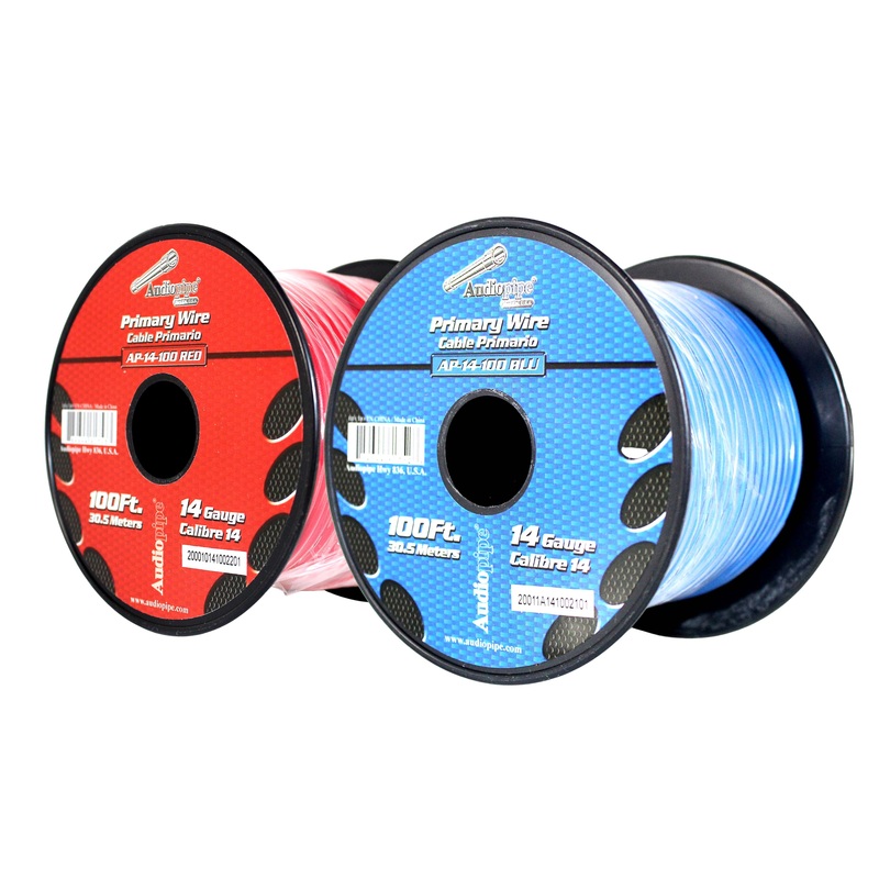 14 GA 100 FT Roll Red Blue Stranded Spool of CCA Primary Power Ground  Wire Cable