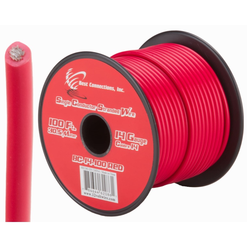 14 GA 100 FT Roll Red Stranded Spool of CCA Primary Power Ground  Wire Cable