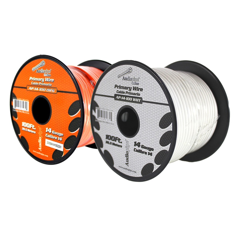 14 GA 100 FT White Orange Stranded Spools of CCA Primary Power Ground  Wire Cable