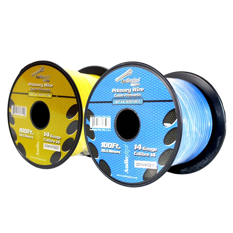 14 GA 100 FT Yellow Blue Stranded Spools of CCA Primary Power Ground  Wire Cable