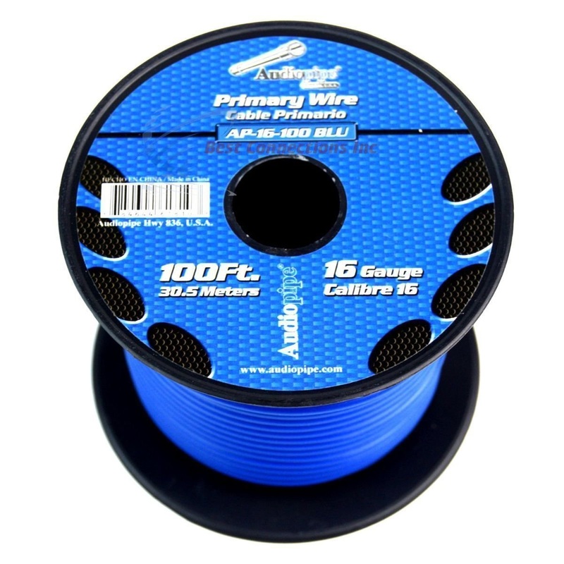16 GA 100 FT Roll Blue Stranded Spool of CCA Primary Power Ground Wire Cable