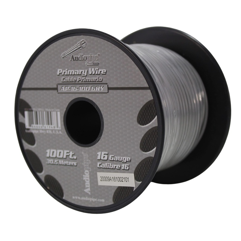 16 GA 100 FT Roll Grey Stranded Spool of CCA Primary Power Ground Wire Cable