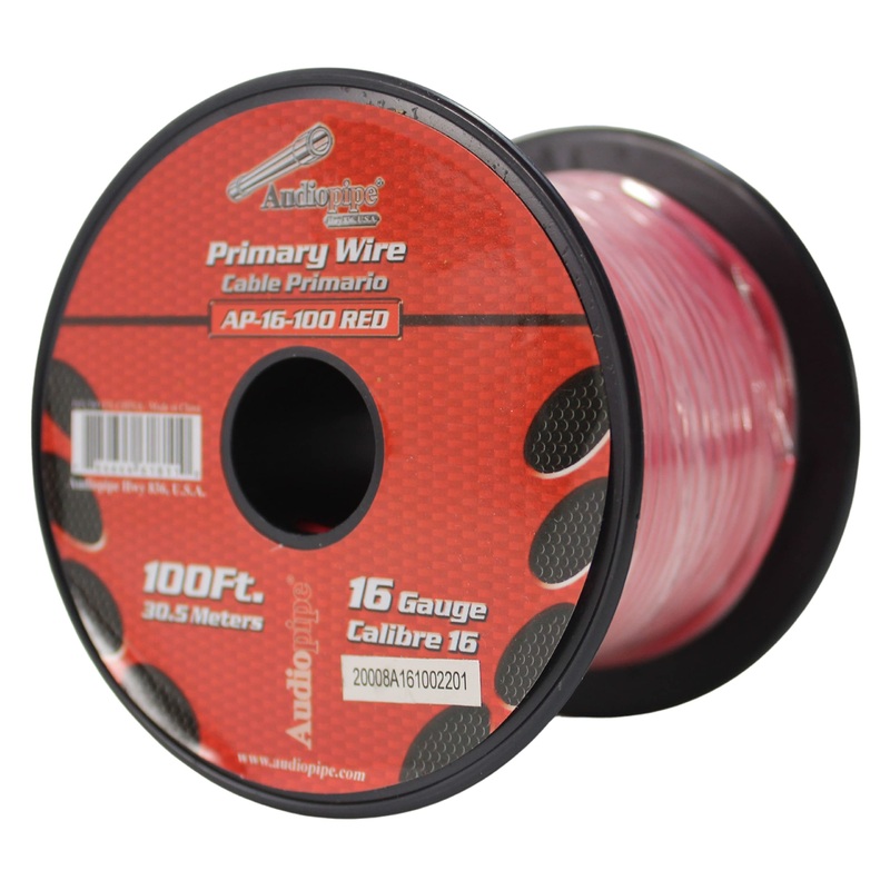 16 GA 100 FT Roll Red Stranded Spool of CCA Primary Power Ground Wire Cable