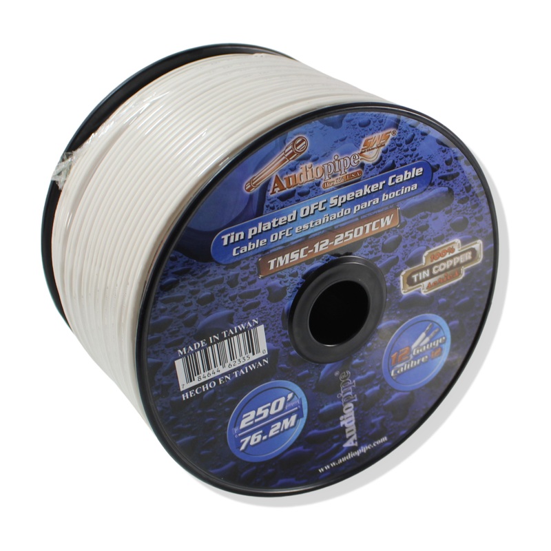 Audiopipe 12GA Stranded OFC Tinned Copper Marine Power/Ground Wire White Lot 10 Foot Coil
