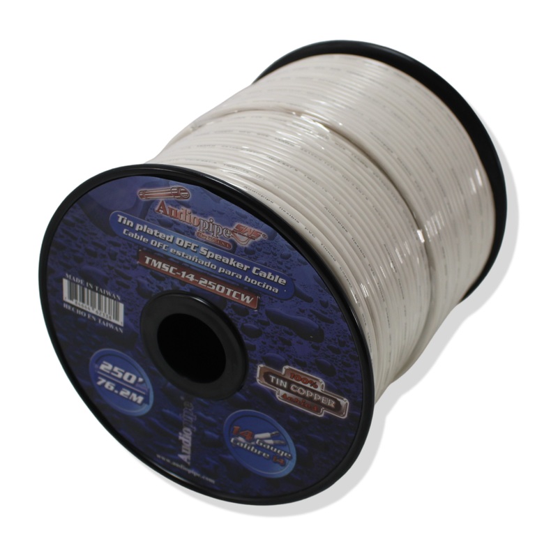 Audiopipe 14 GA Stranded OFC Tinned Copper Marine Power/Ground Wire White Lot 10 Foot Coil