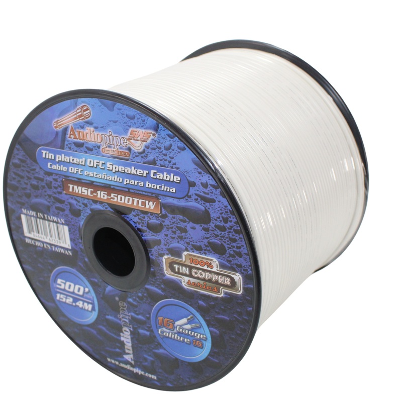 Audiopipe 16 GA Stranded OFC Tinned Copper Marine Power/Ground Wire White Lot 10 Foot Coil