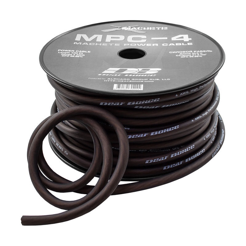 Deaf Bonce Car Audio 4 AWG Oxygen Free Copper Power/Ground Wire Black Lot 10 Foot Coil