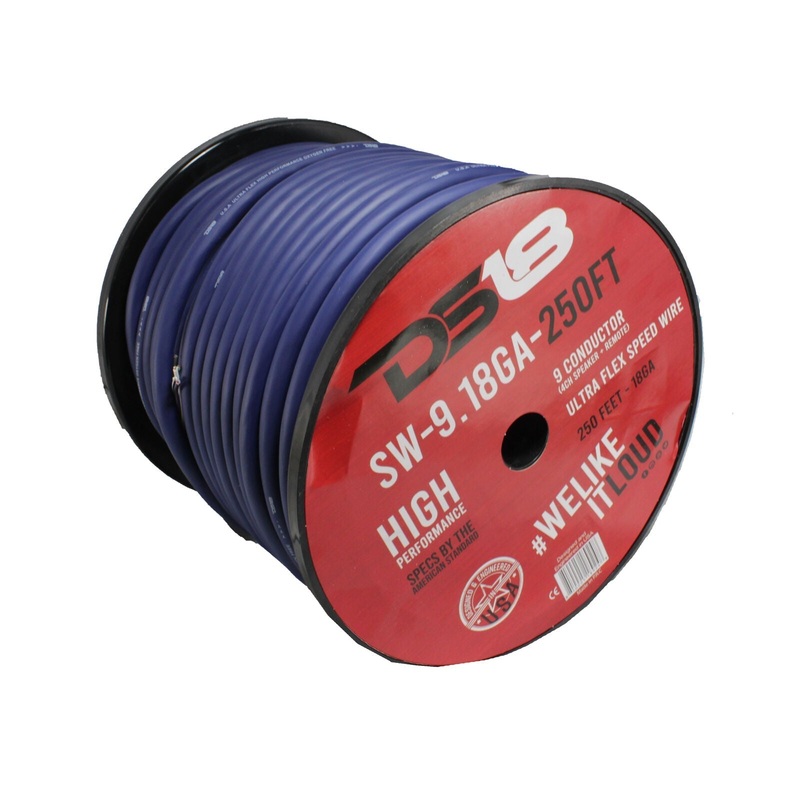DS18 18 AWG / 9 Conductor 100% Oxygen Free Copper Speaker Wire Blue Lot Full Spool