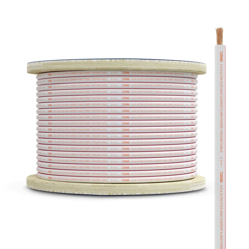 DS18 8 AWG 100% Oxygen Free Copper Marine Power/Ground Wire Red/White Lot 10 Foot Coil