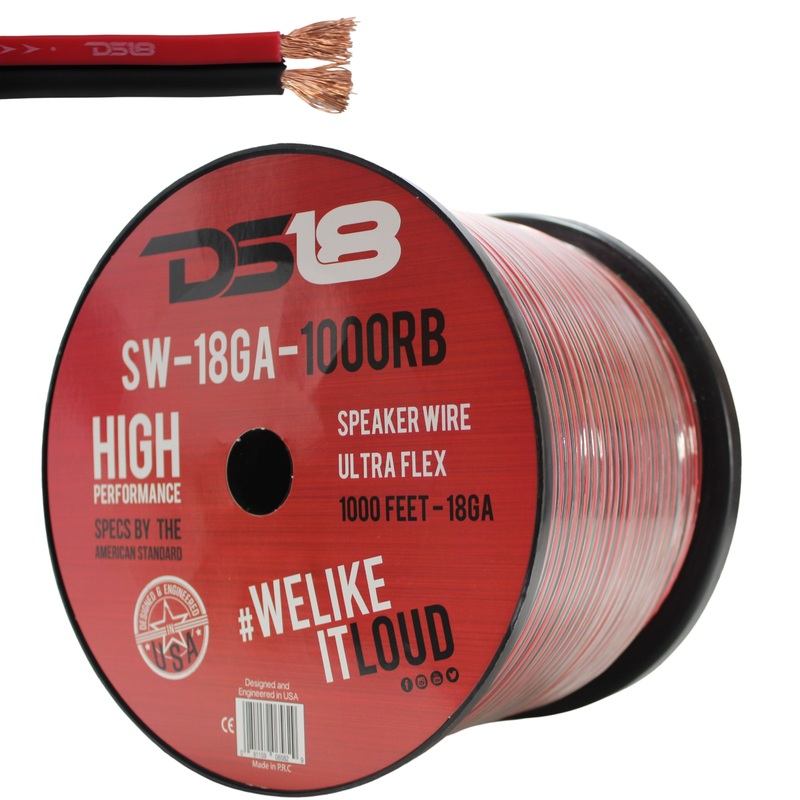 DS18 Car Audio 18 AWG Copper Clad Aluminum CCA Speaker Wire Red/Black Lot 10 Foot Coil