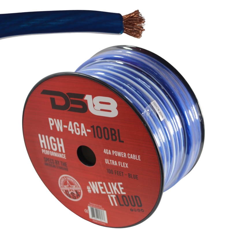 DS18 Car Audio 4 AWG Copper Clad Aluminum CCA Power/Ground Wire Blue Lot 10 Foot Coil